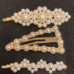 Women’s Variety Pearl Style Hair Slide On’s Barrettes 3 Hair Mane Accessories.